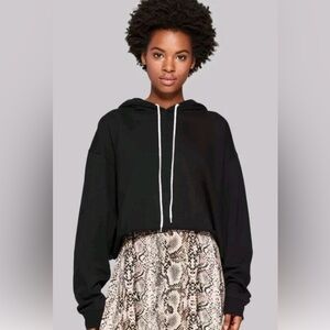 Women's Black Cropped Hoodie